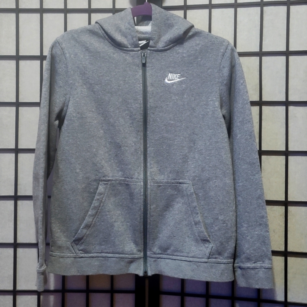 Gray Nike standard fit zip up hoodie